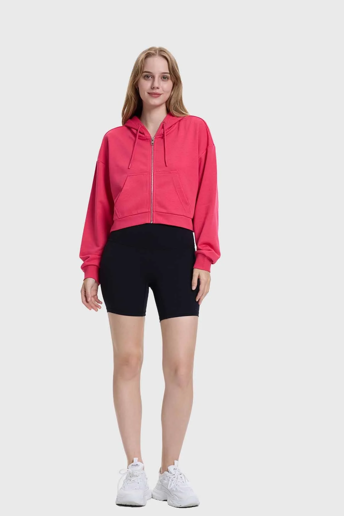 Polerón Mujer Crop Hoodie Fucsia - Image 4
