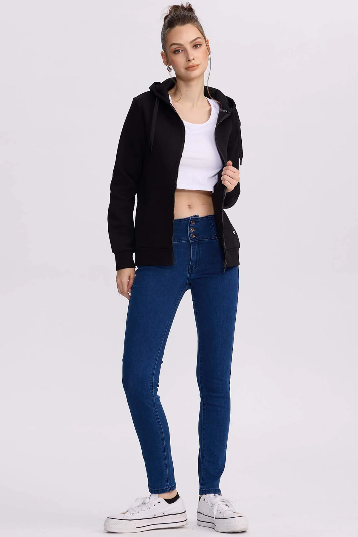 Polerón Mujer Hoodie Negro - Image 4