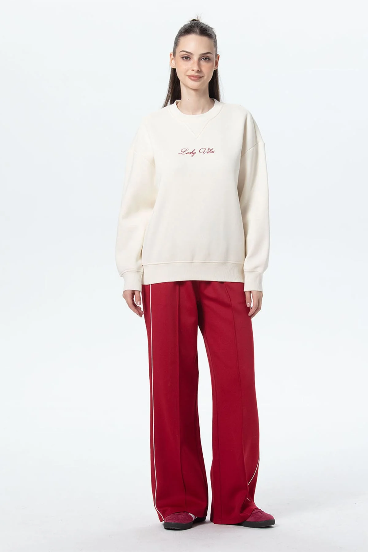 Polerón Mujer Oversize Print Crudo - Image 4