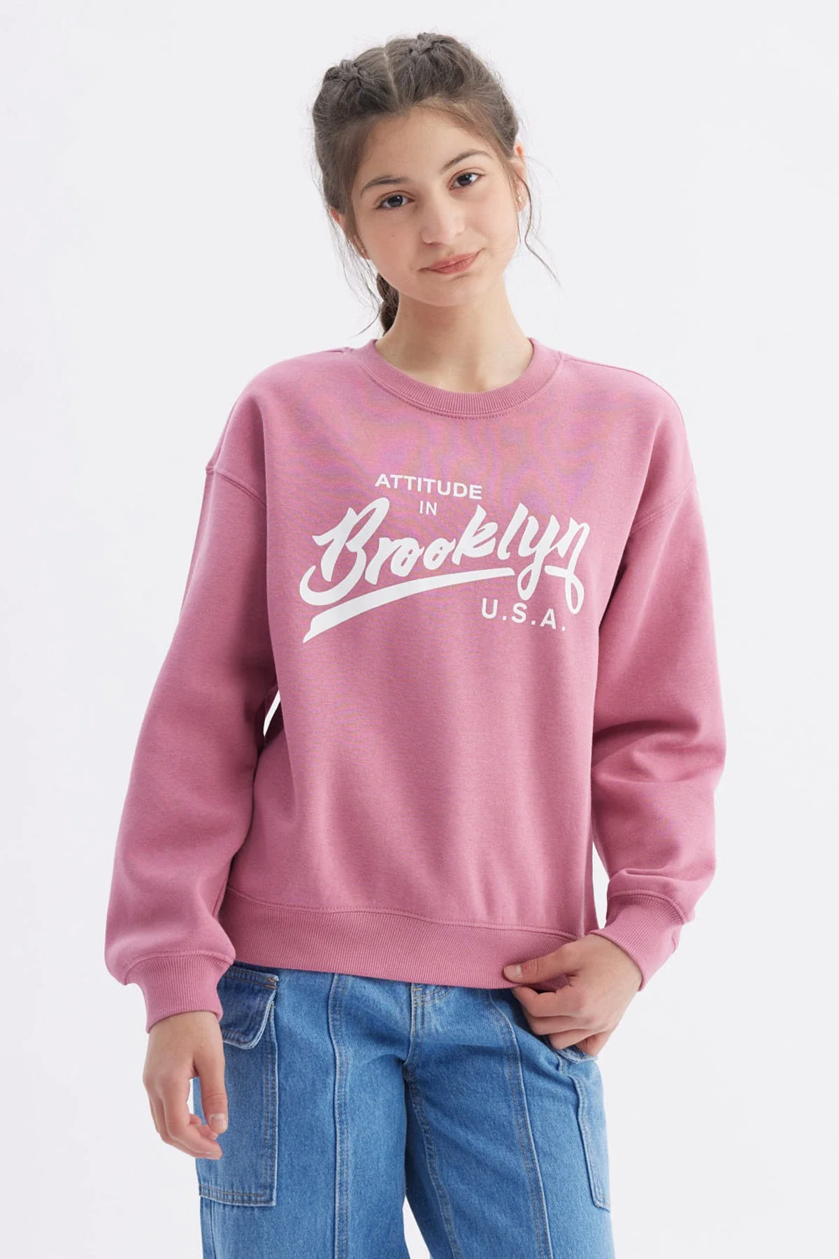 Polerón Niña Básico Print Rosado