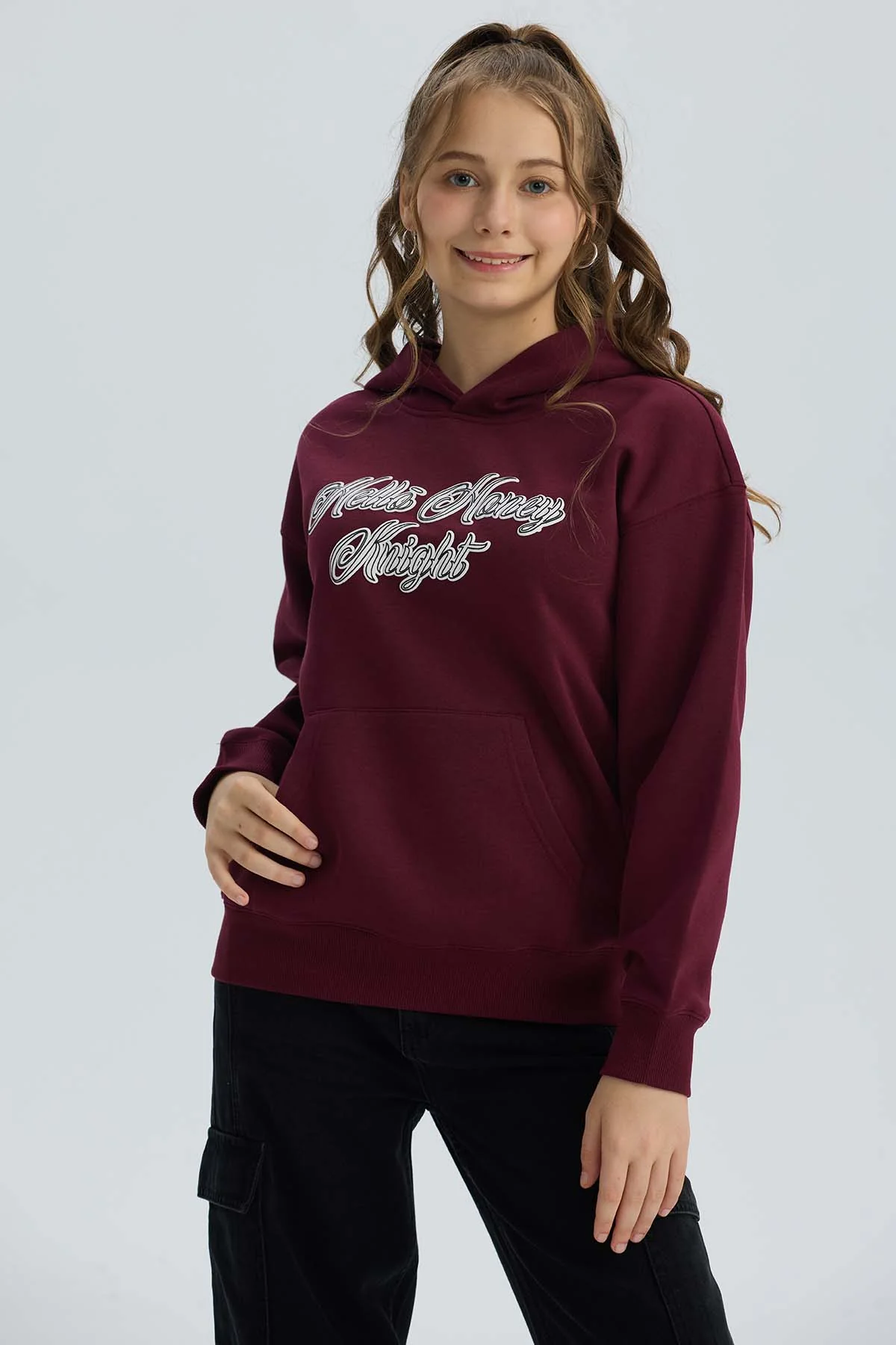 Polerón Niña Print Burdeo
