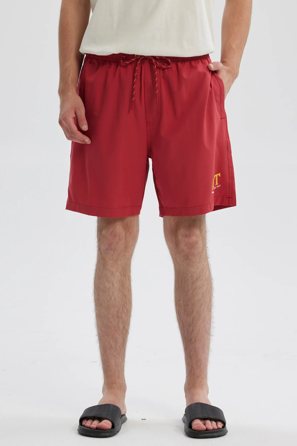 Short de Baño Hombre Liso Rojo