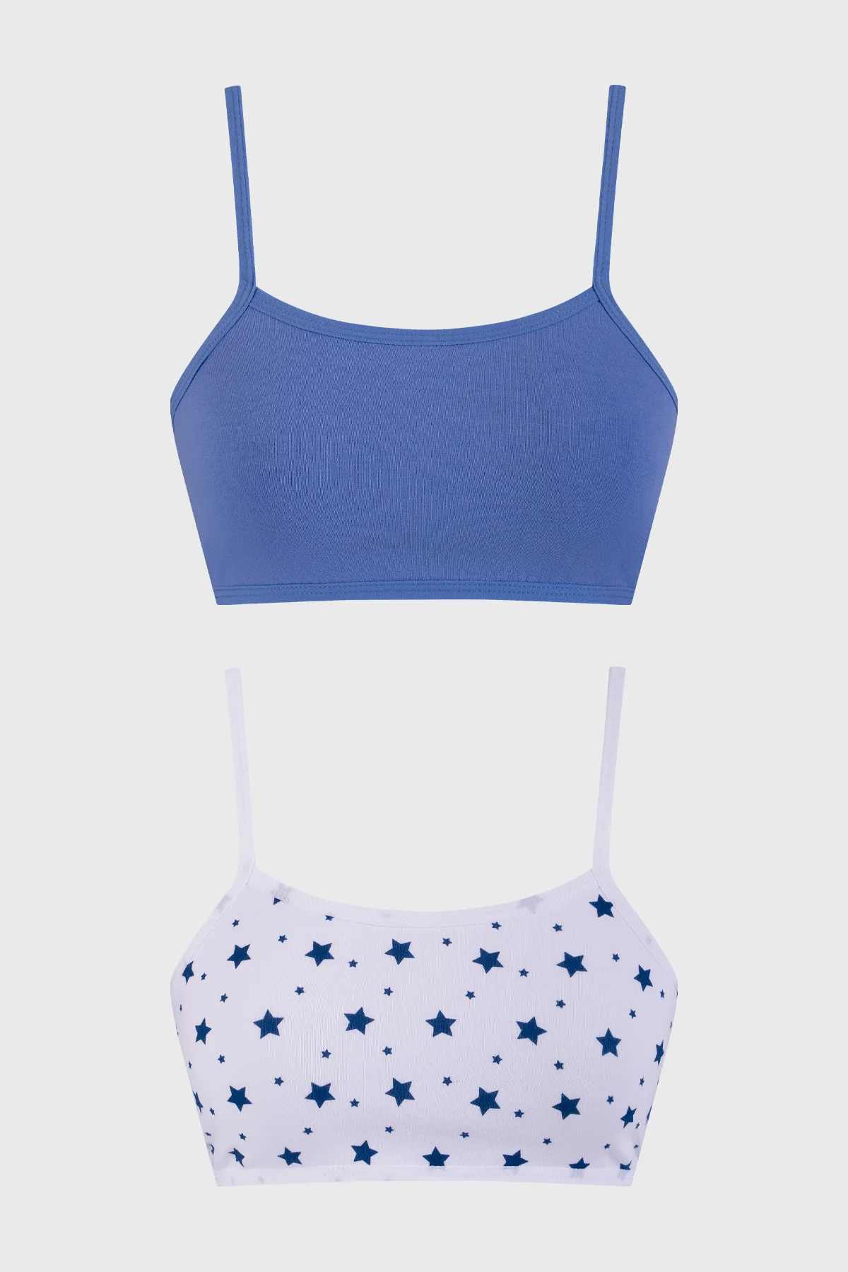 Sostén Mujer Bipack Liso Mini Print Celeste
