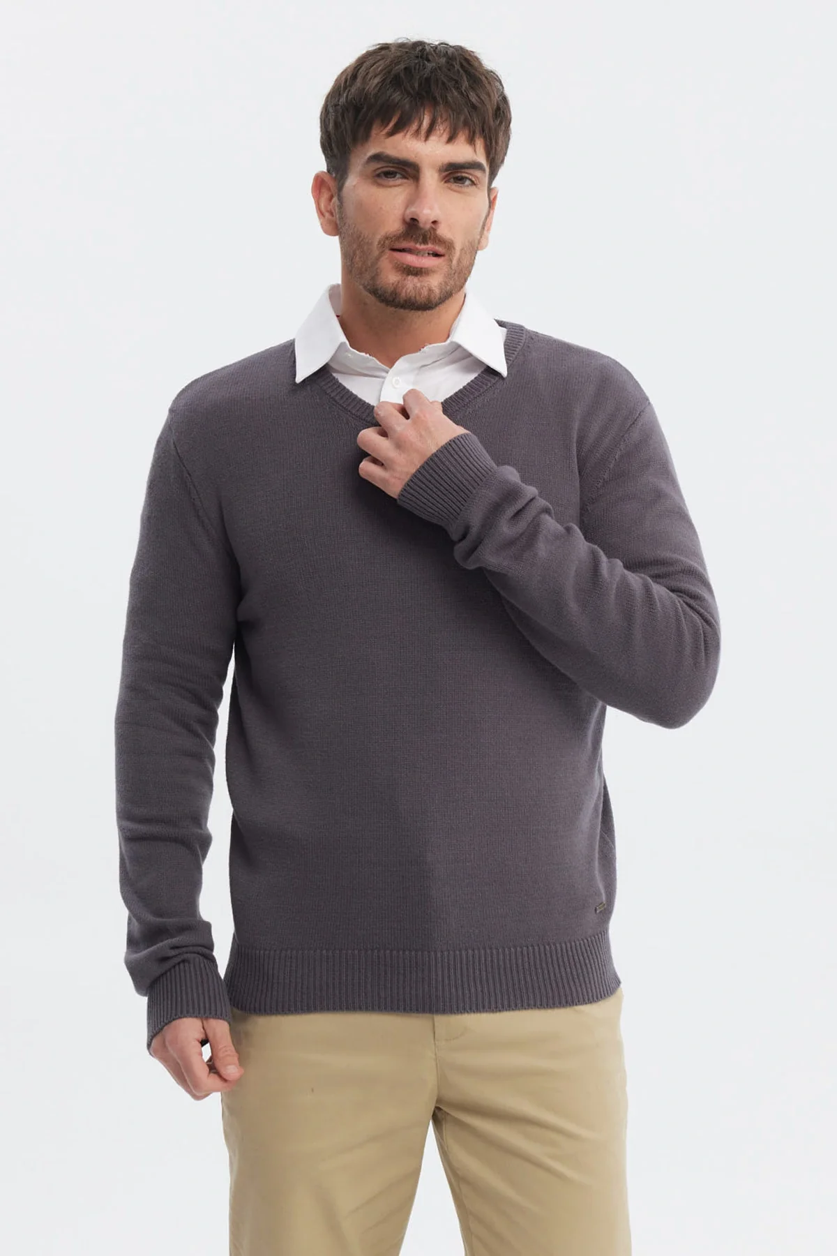 Sweater Hombre Básico Gris Melange - Image 2