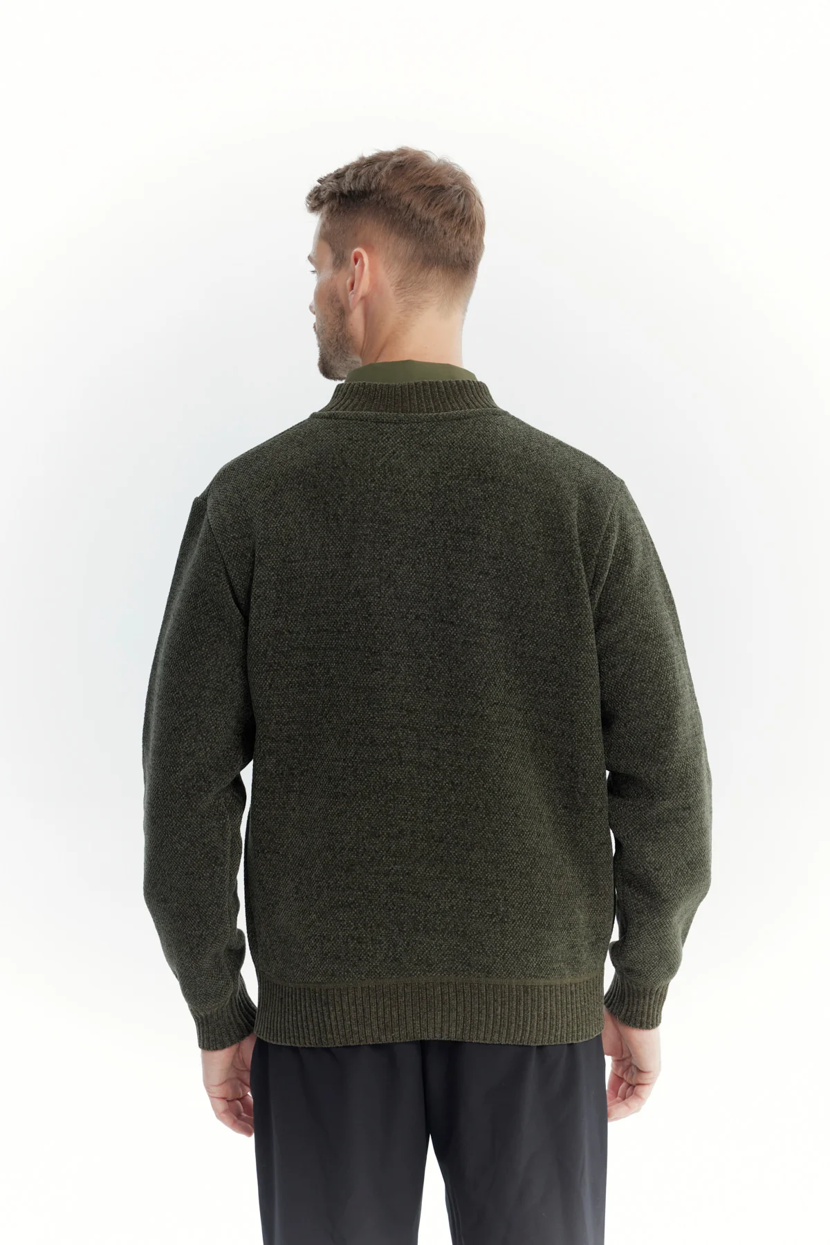 Sweater Hombre Cuello Con Cierre Verde - Image 3
