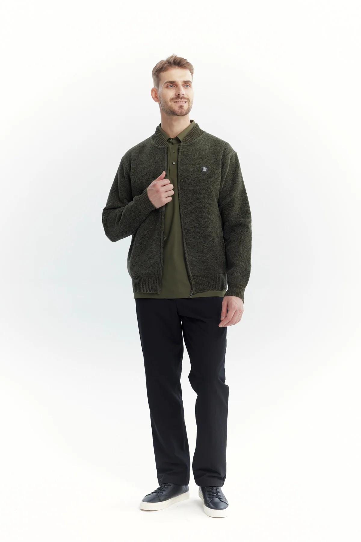 Sweater Hombre Cuello Con Cierre Verde - Image 4