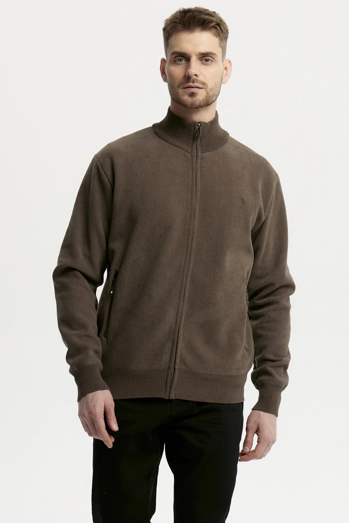 Sweater Hombre Cuello Con Cierre Verde