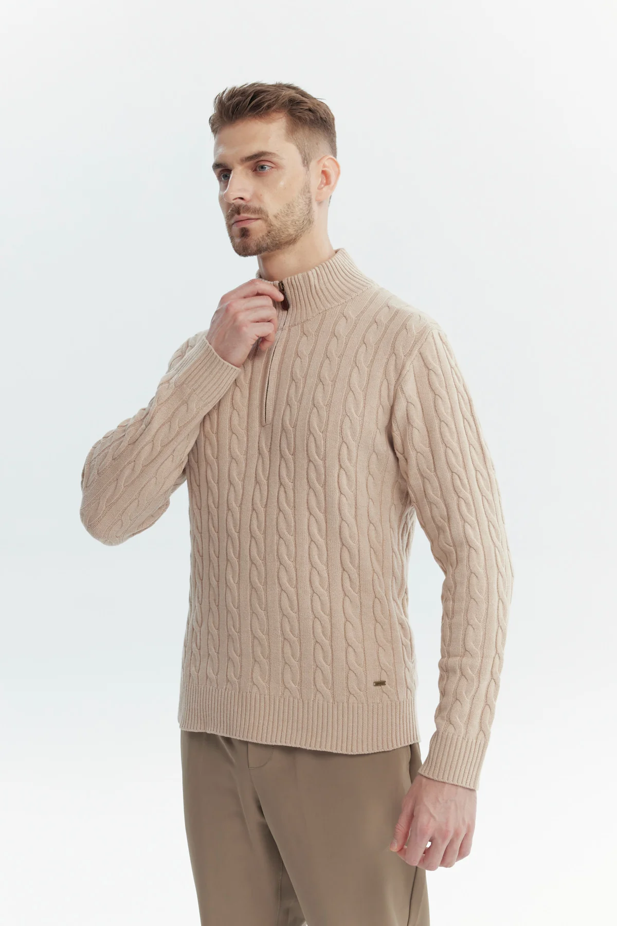 Sweater Hombre Slim Beige - Image 2