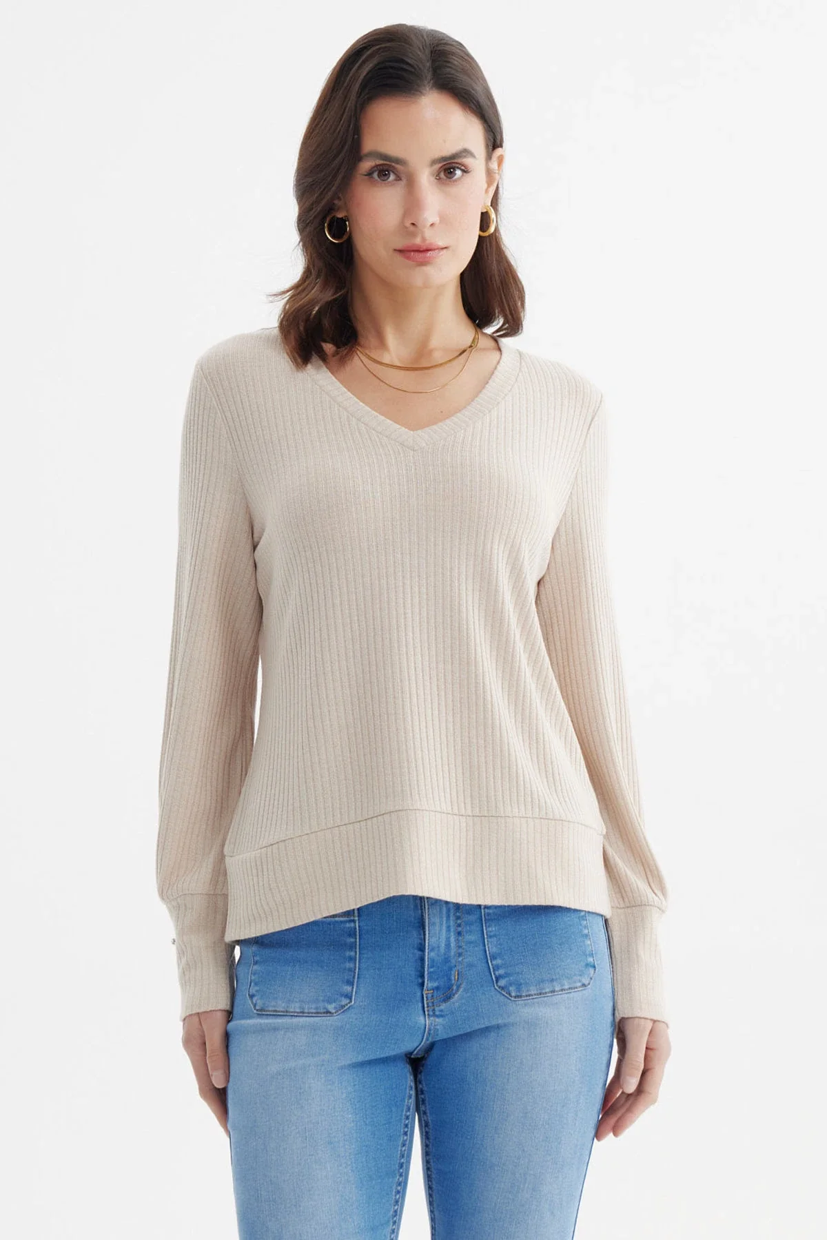 Sweater Mujer Ajustado Beige