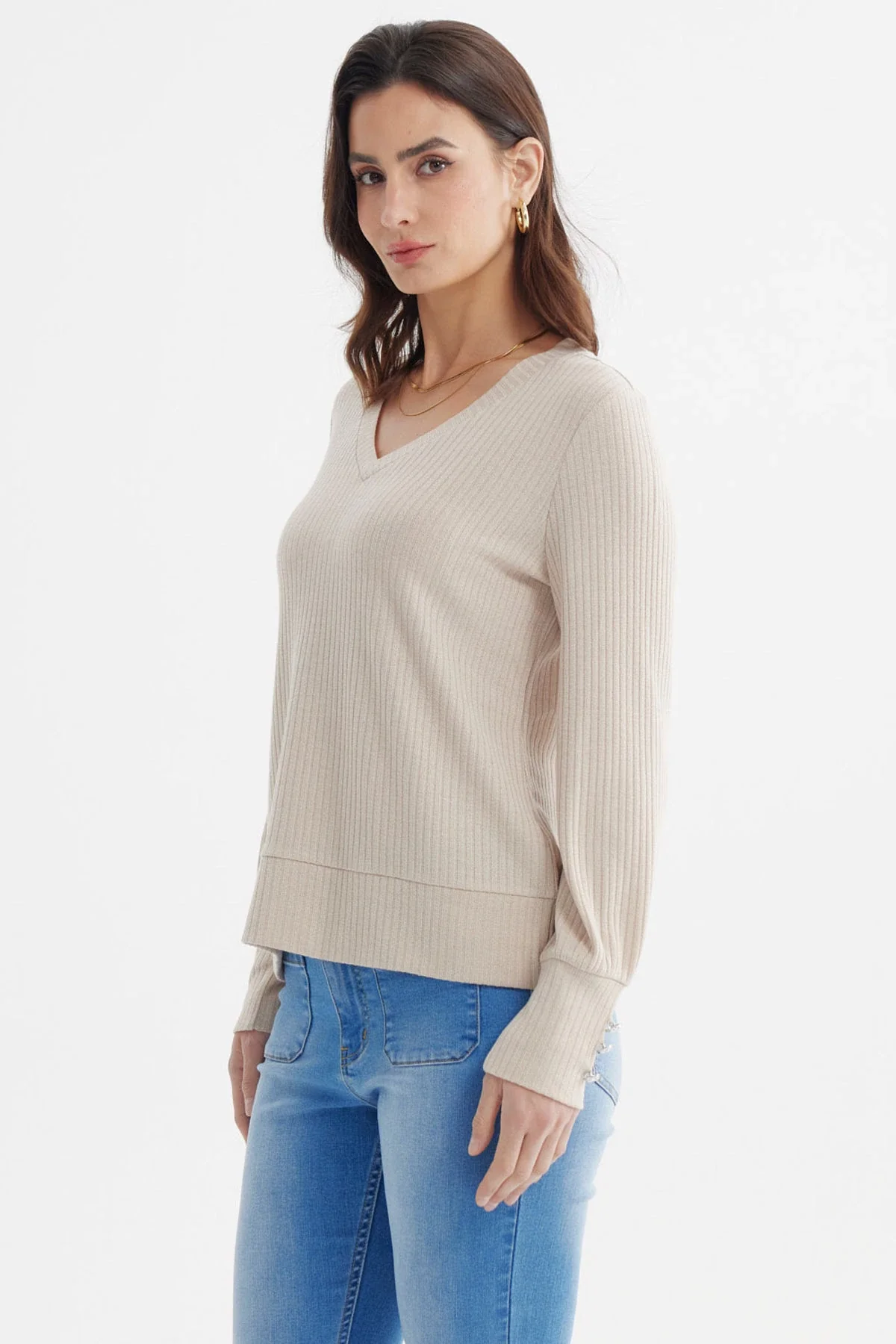 Sweater Mujer Ajustado Beige - Image 2