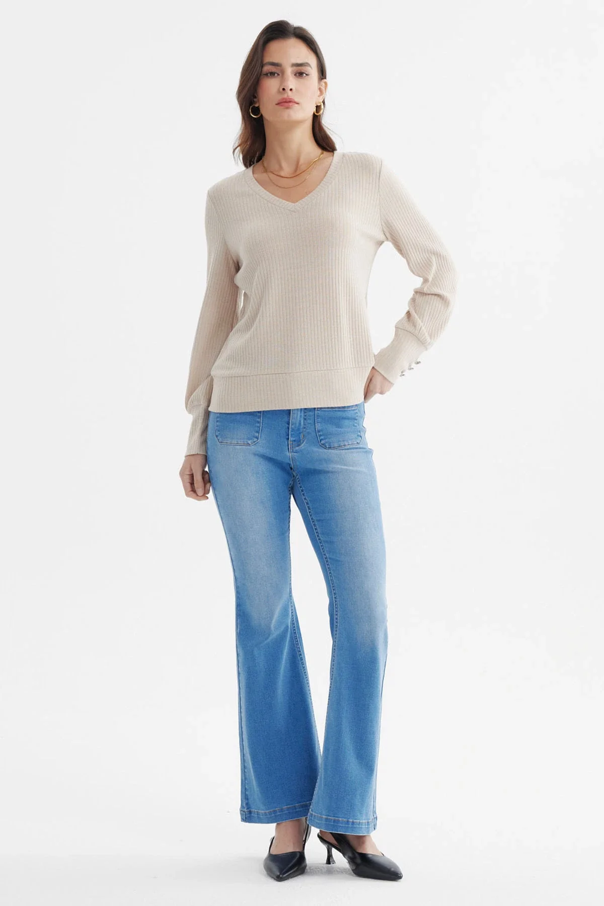 Sweater Mujer Ajustado Beige - Image 4