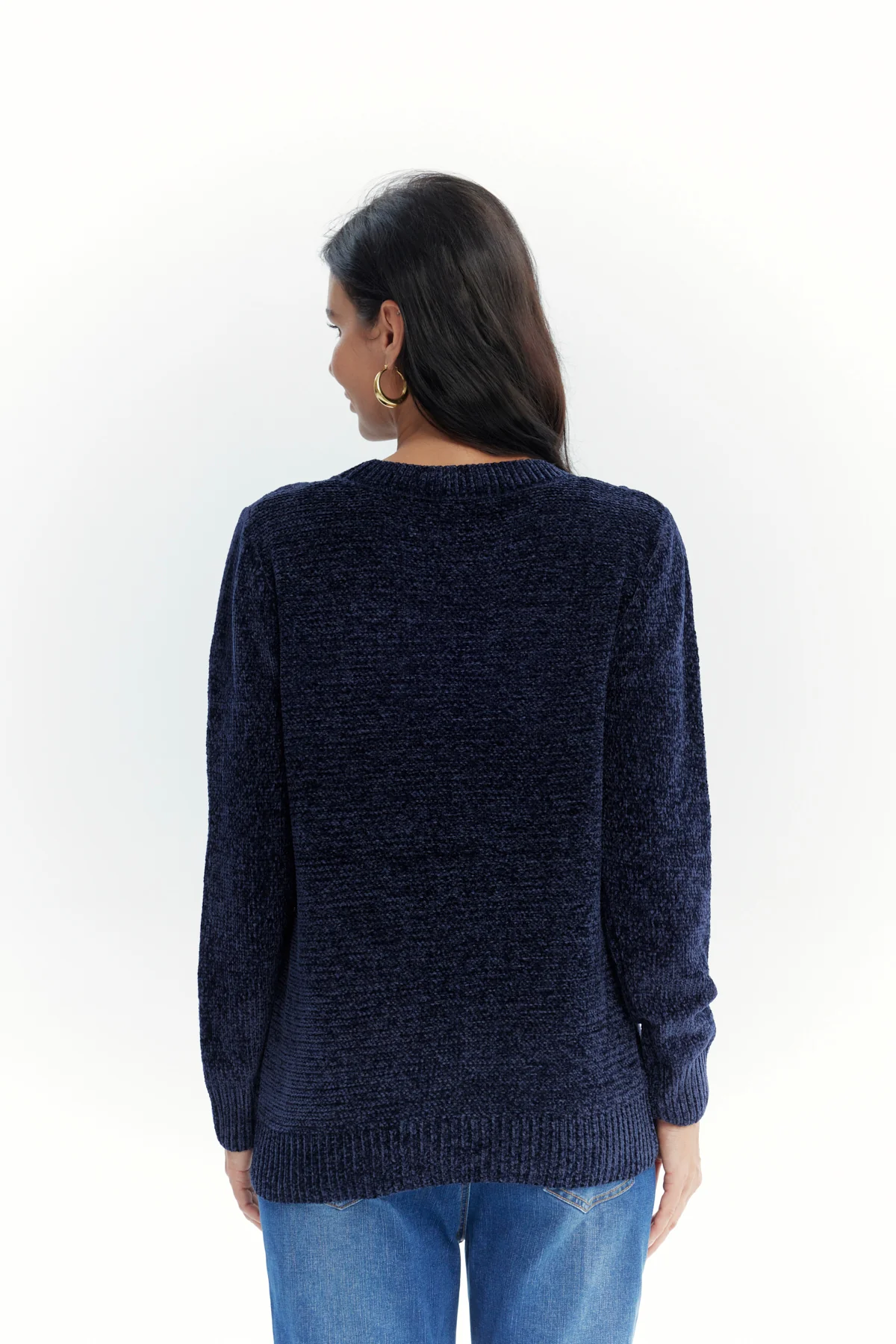 Sweater Mujer Chenille Azul Oscuro - Image 3