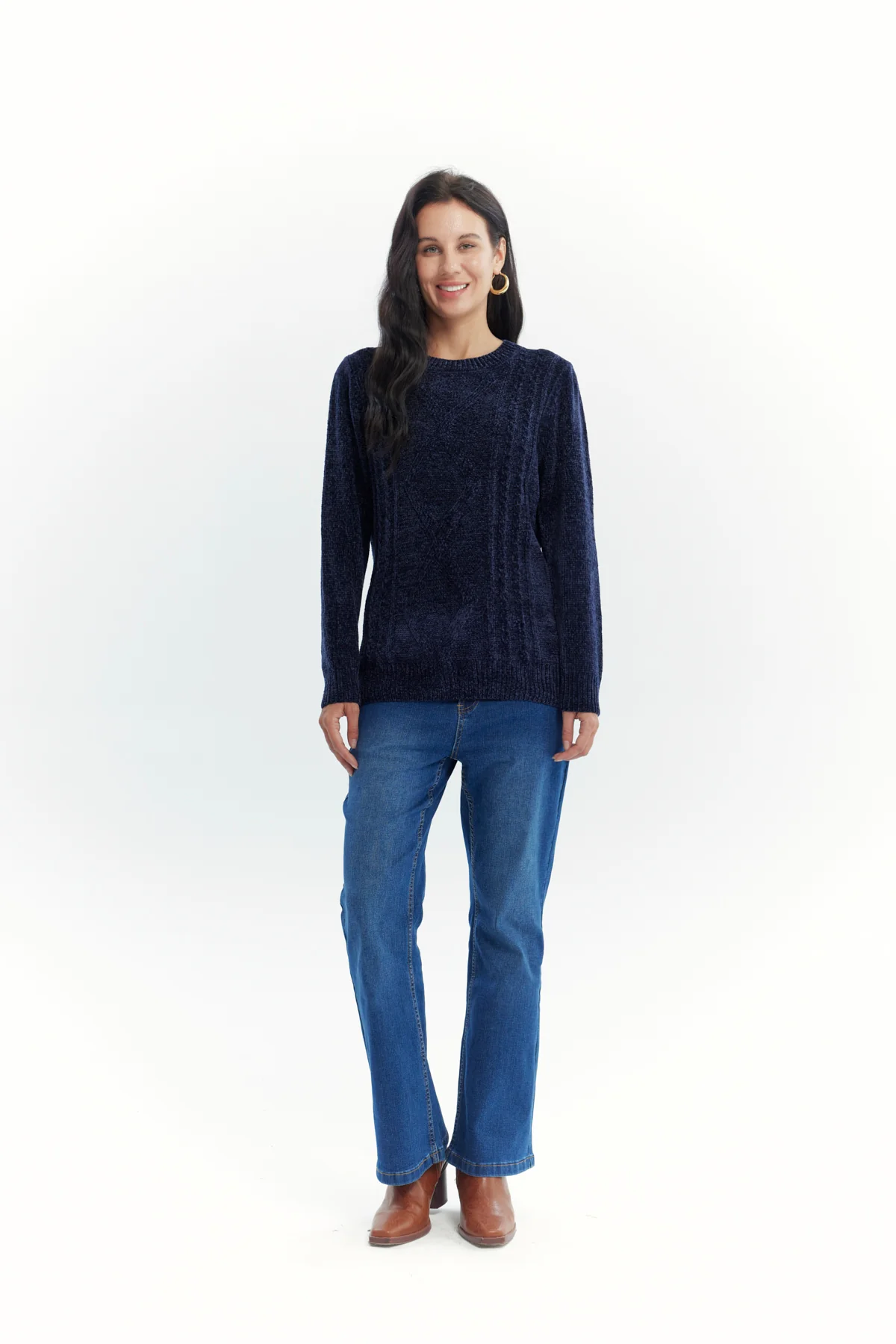 Sweater Mujer Chenille Azul Oscuro - Image 4