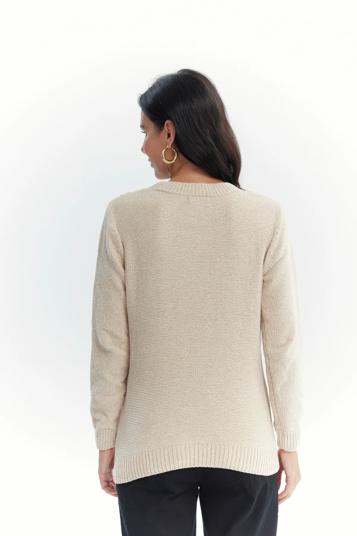 Sweater Mujer Chenille Beige Oscuro - Image 2