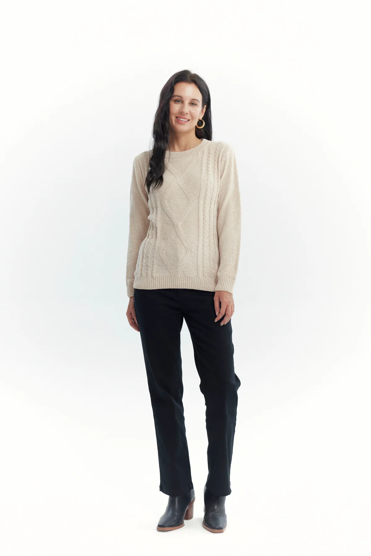 Sweater Mujer Chenille Beige Oscuro - Image 4