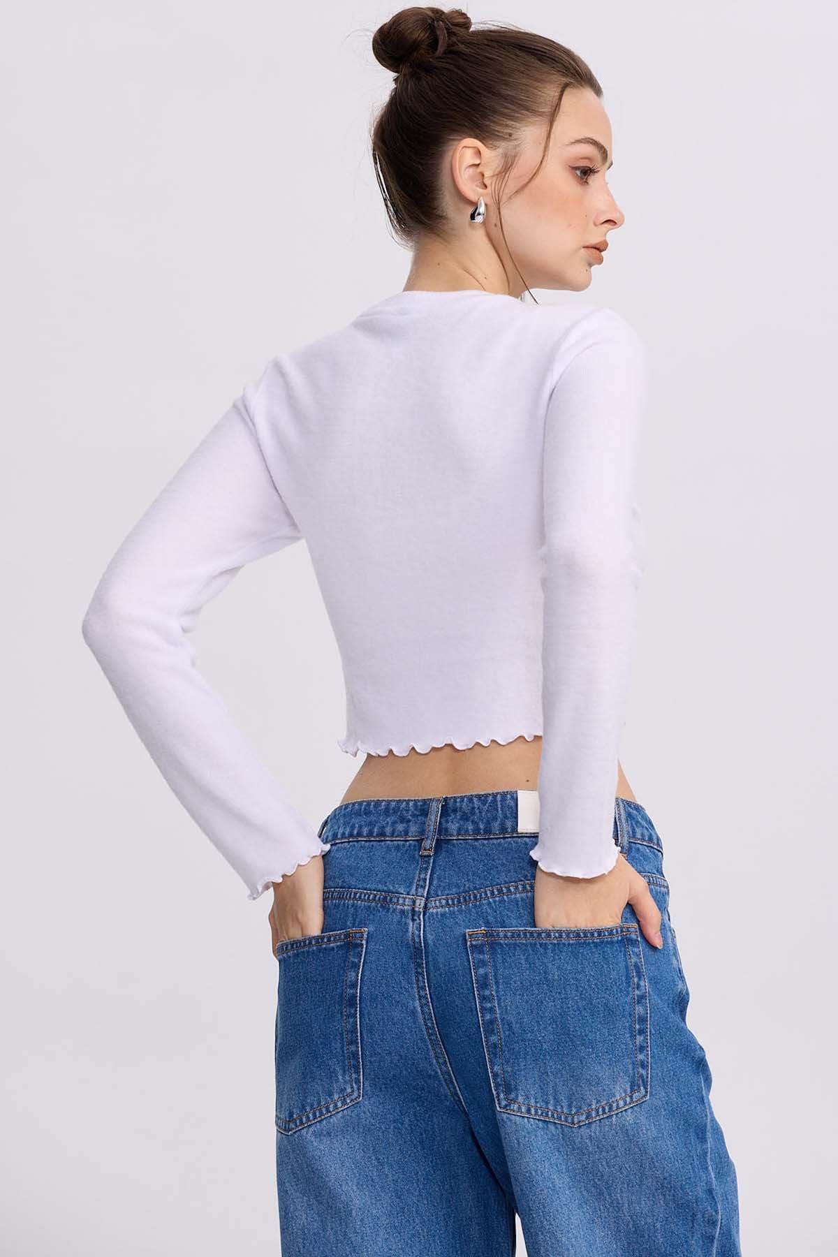 Sweater Mujer Crop Blanco - Image 3
