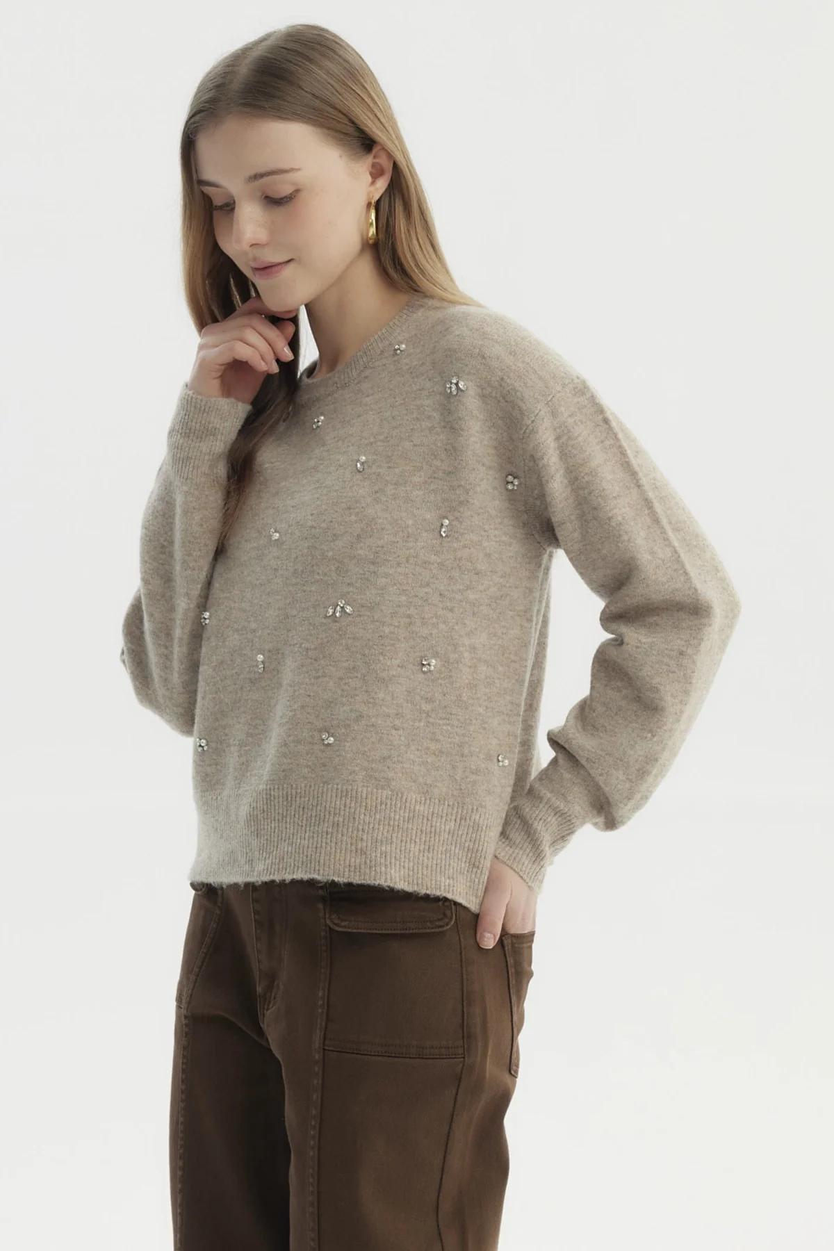 Sweater Mujer Regular Beige - Image 2