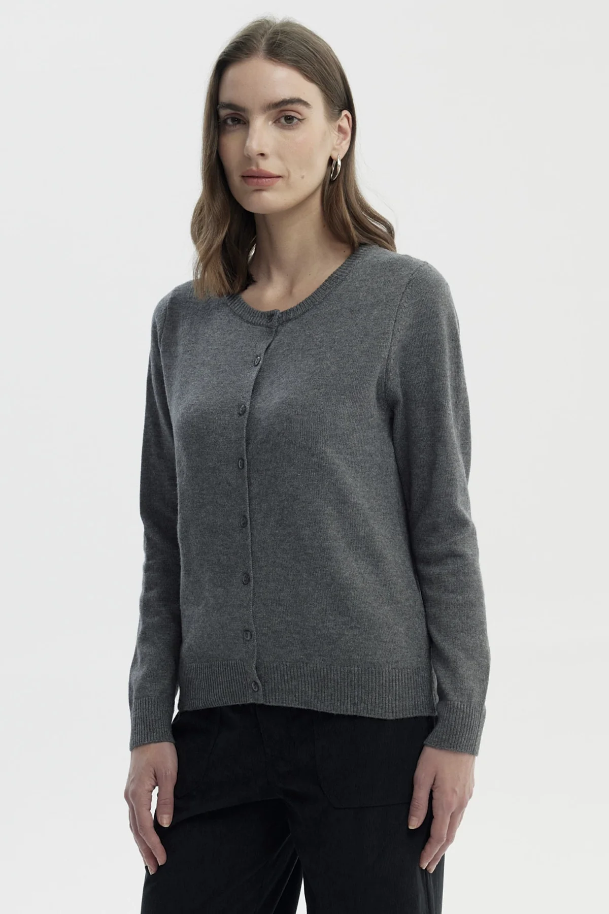 Sweater Mujer Regular Gris Melange - Image 2