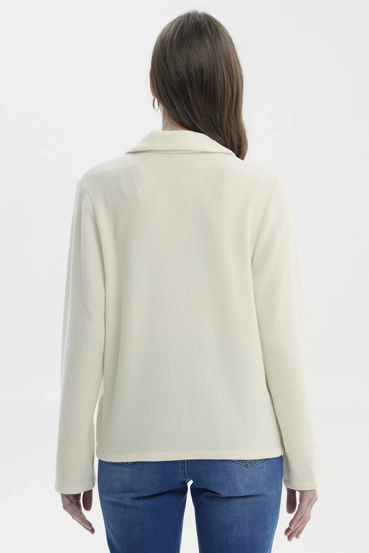 Sweater Mujer Slim Cuello Camisero Crema - Image 3