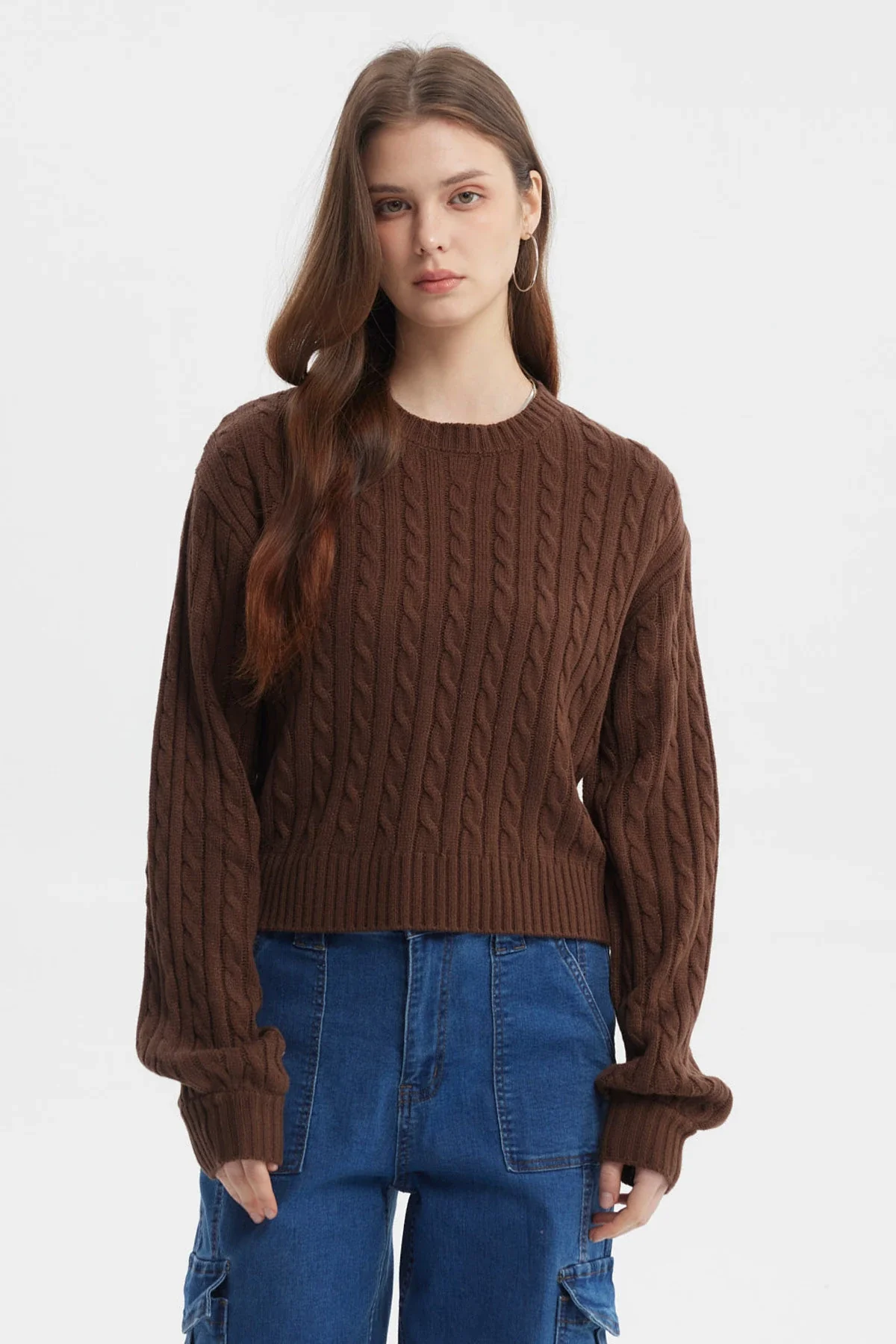Sweater Mujer Tejido Juvenil Café Oscuro