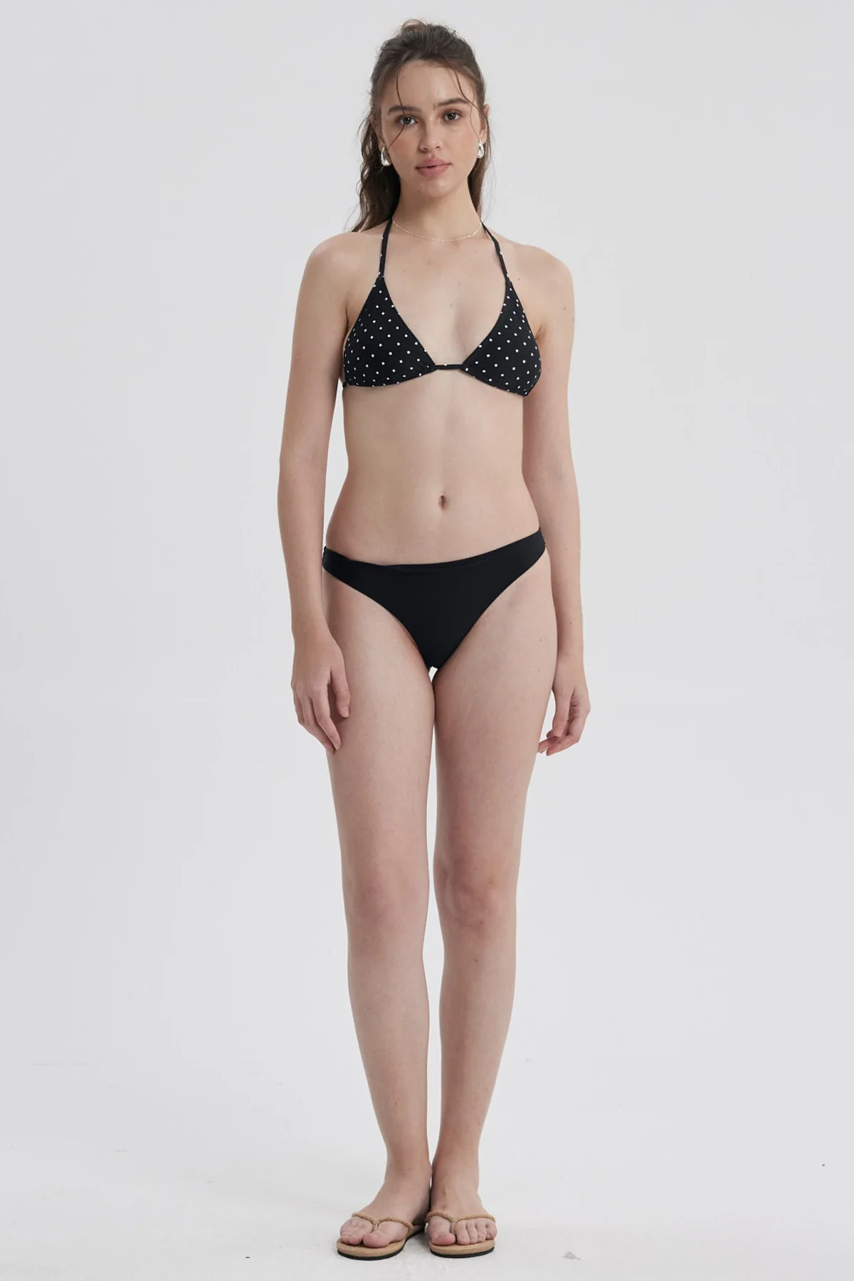 Traje de Baño Mujer Top Sostén Triángulo Negro / Blanco - Image 4