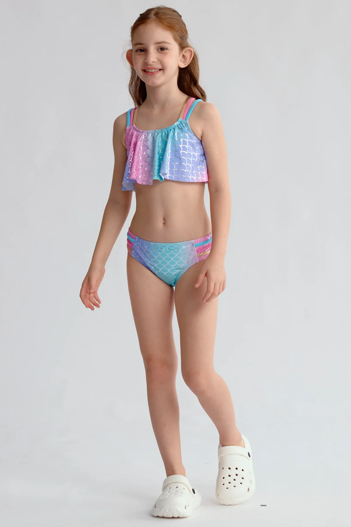 Traje de Baño Niña Full Print Celeste