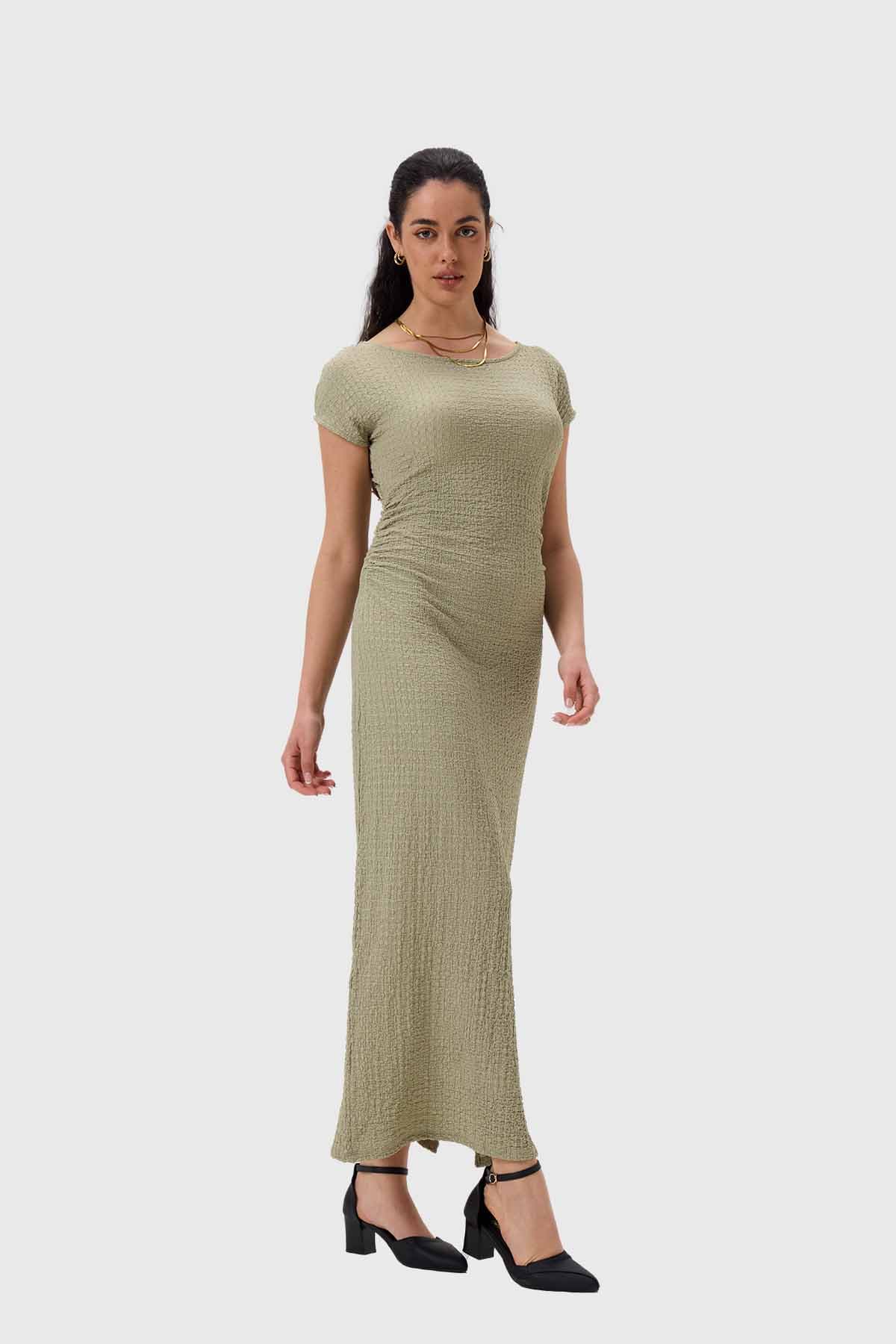 Vestido Mujer Largo Abertura Verde - Image 2
