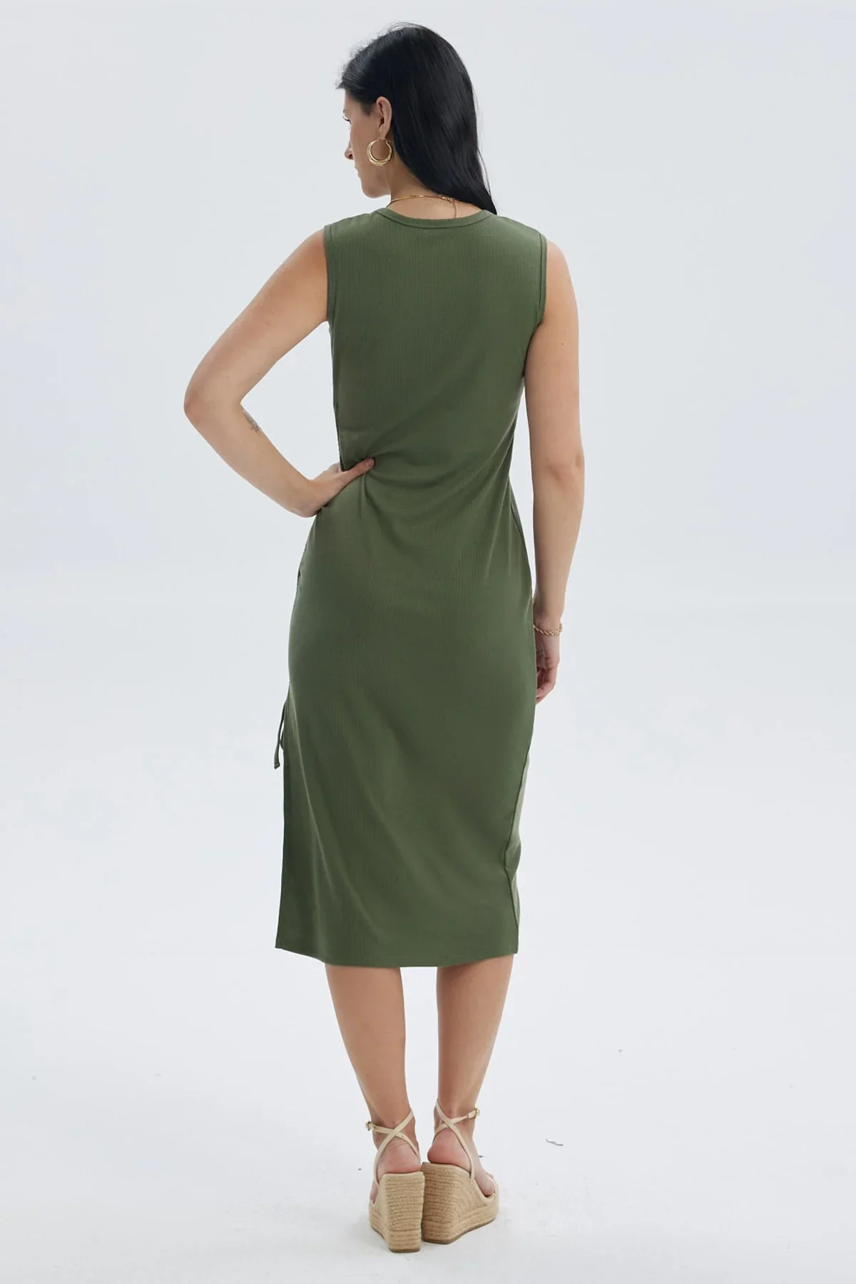 Vestido Mujer Largo Rib Verde Musgo - Image 4